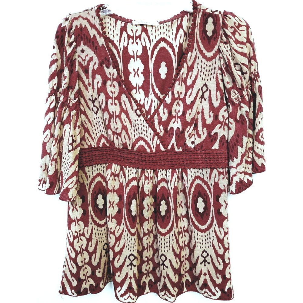 TESTAMENT Boho V-Neck Tribal Print Top